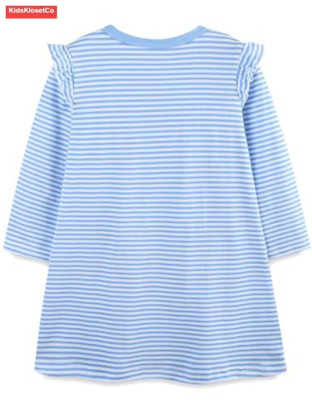 Cotton Long Sleeve Striped T-Shirt Dress with Apple Appliques - Picture 2 of 5